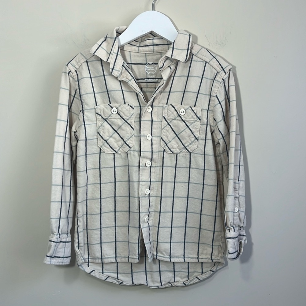 Wonder Nation Little Boys Long Sleeve Button Down Flannel Size XS (4-5)